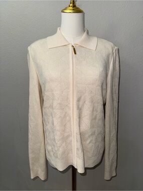 Vintage St. John Yellow Label Cream Knit Top & Sweater 2 Piece SET Knit in USA S